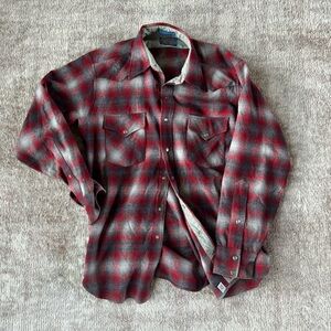 Vintage Red and Blue Collared Wool Flannel Men’s  M